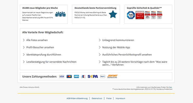 Zahlungsmöglichkeiten eDarling
